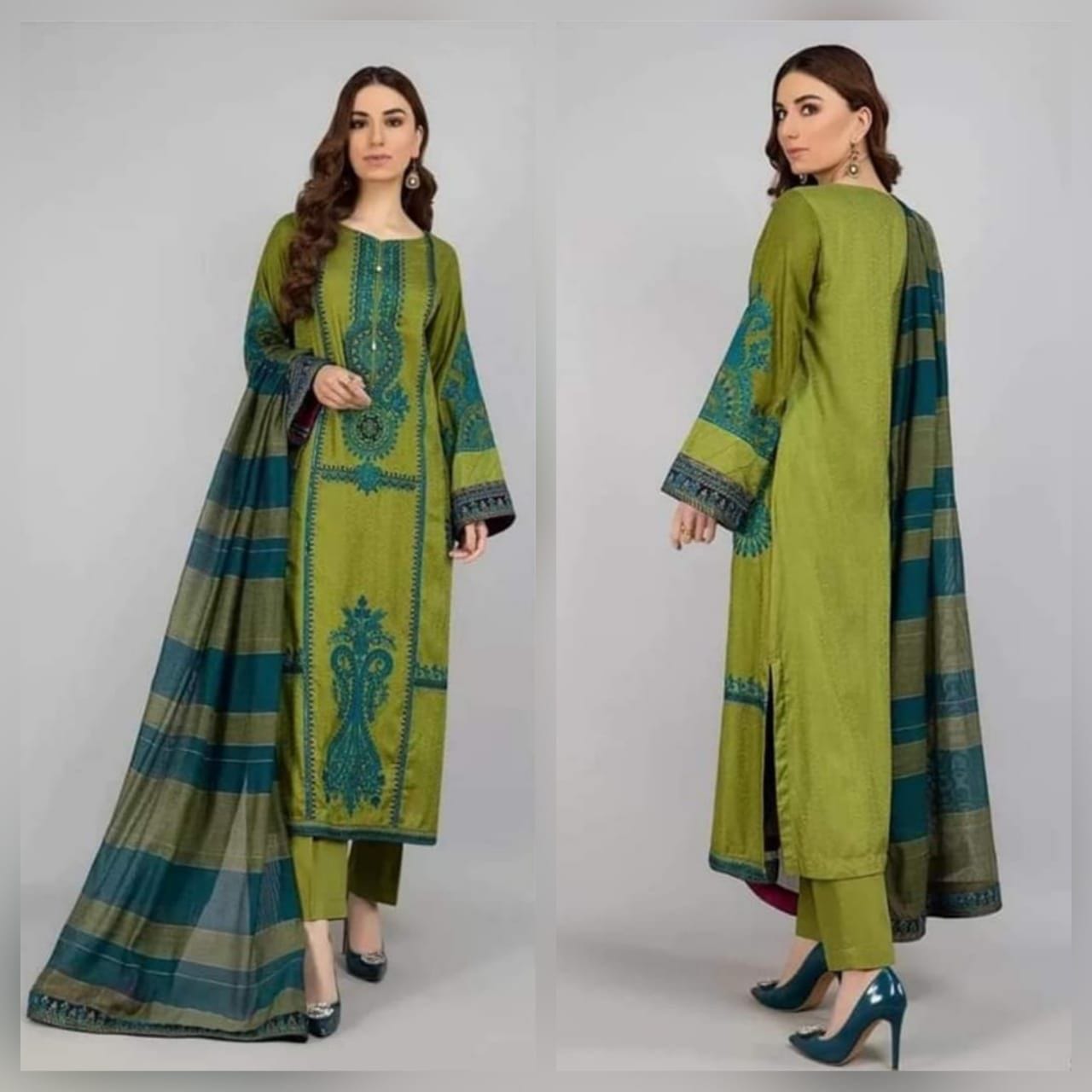 JAZMIN Premium Dhanak EMB 3Piece D-010